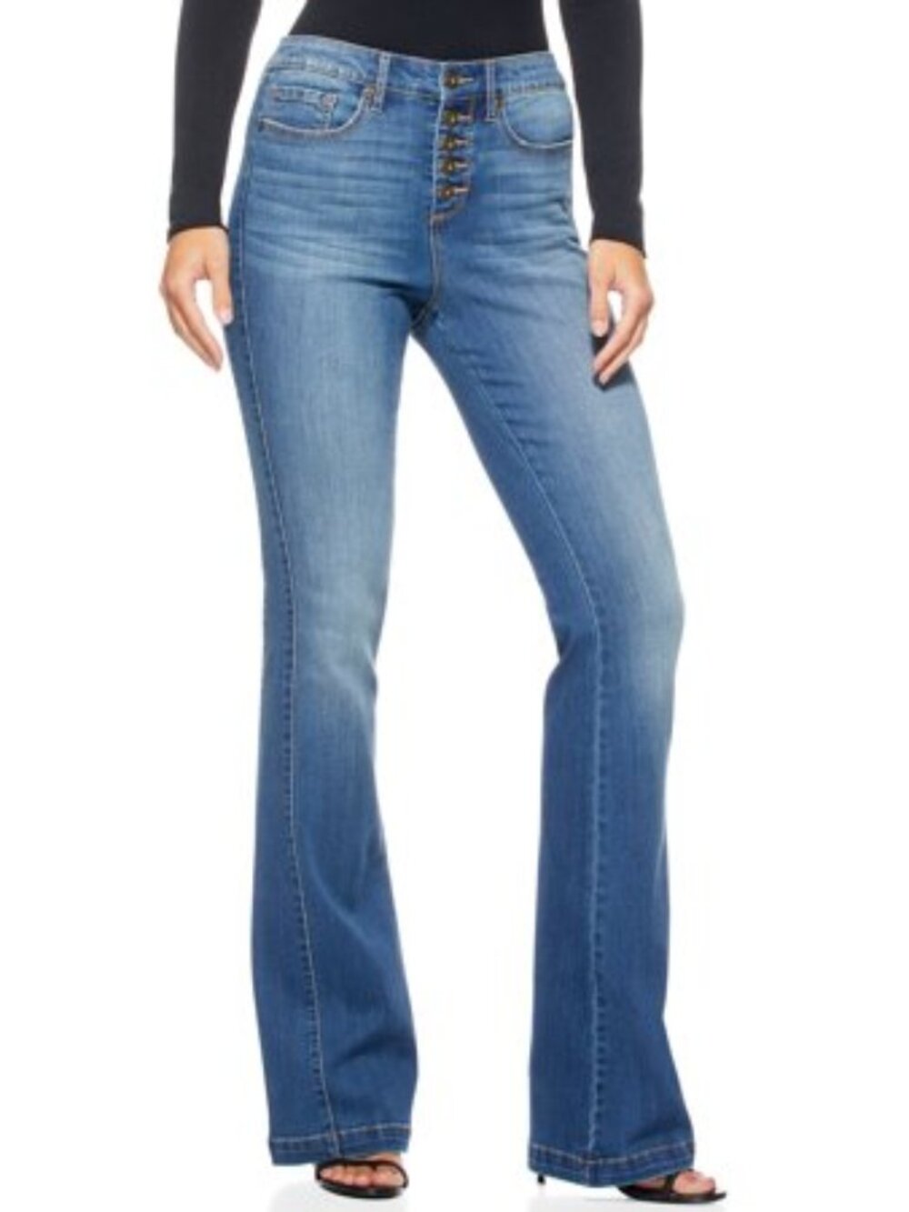 Women's Sofia Vergara Melisa High Rise Flare Leg Button Front Jeans - 4 - NWT